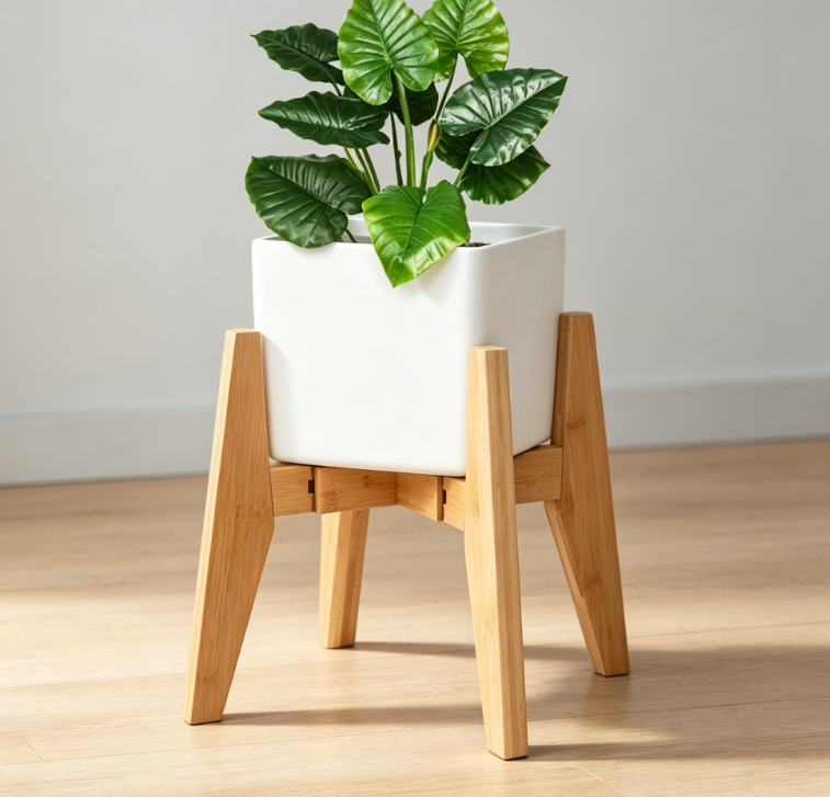 Extendable Bamboo Plant Stand with Angled Legs
